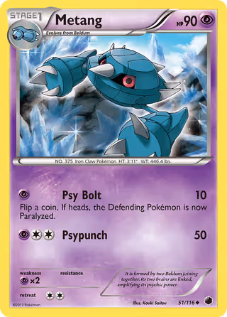 Metang 51/116 Pokemon card