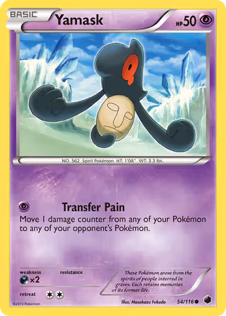 Yamask 54/116 Pokemon card
