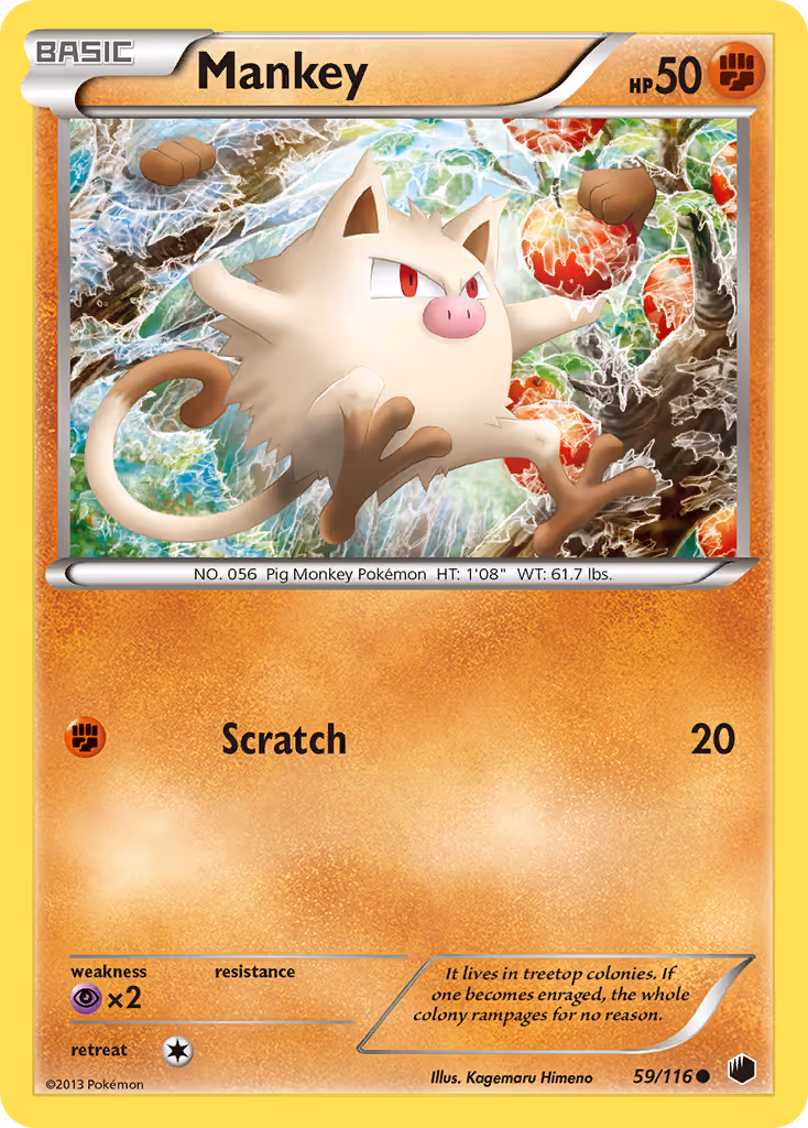 Mankey 59/116 Pokemon card