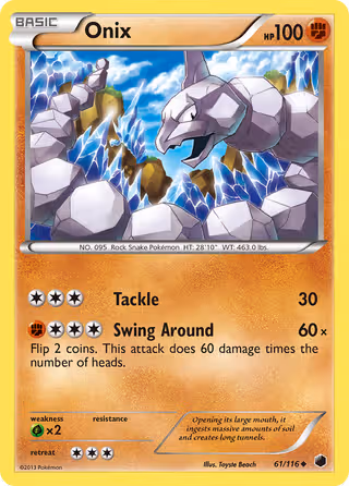Onix 61/116 Pokemon card
