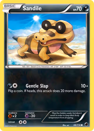 Sandile 68/116 Pokemon card