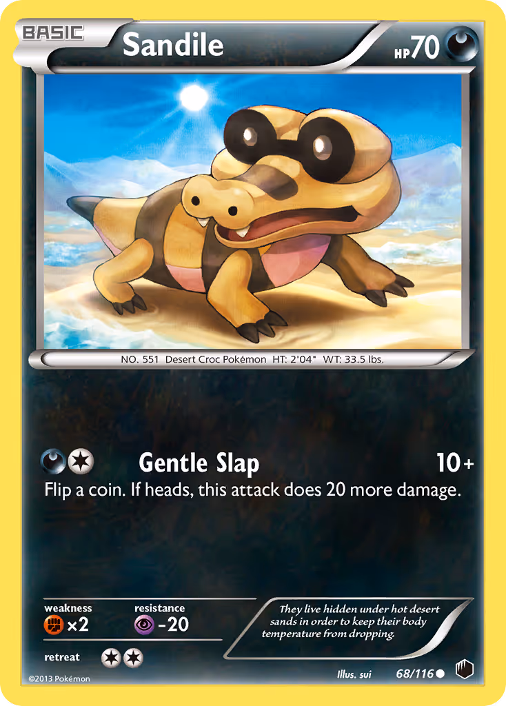 Sandile 68/116 Pokemon card