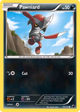 Pawniard 72/116 Pokemon card