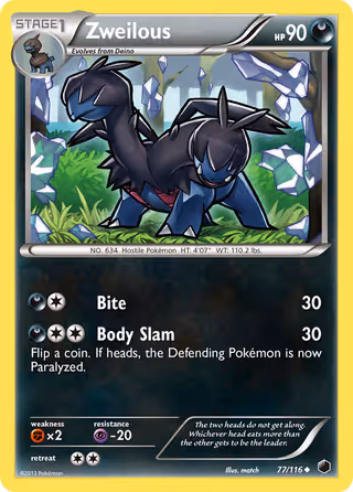 Zweilous 77/116 Pokemon card