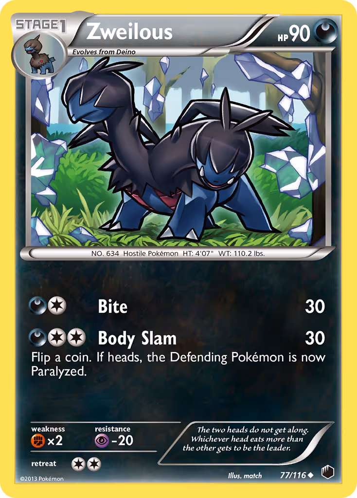 Zweilous 77/116 Pokemon card