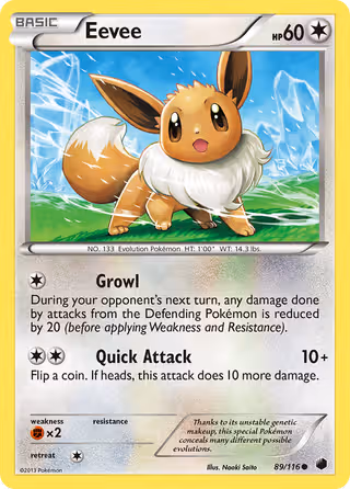 Eevee 89/116 Pokemon card