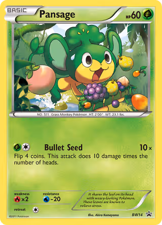 Pansage BW14 Pokemon card