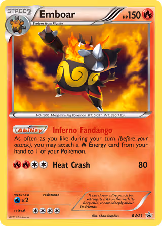 Emboar BW21 Pokemon card