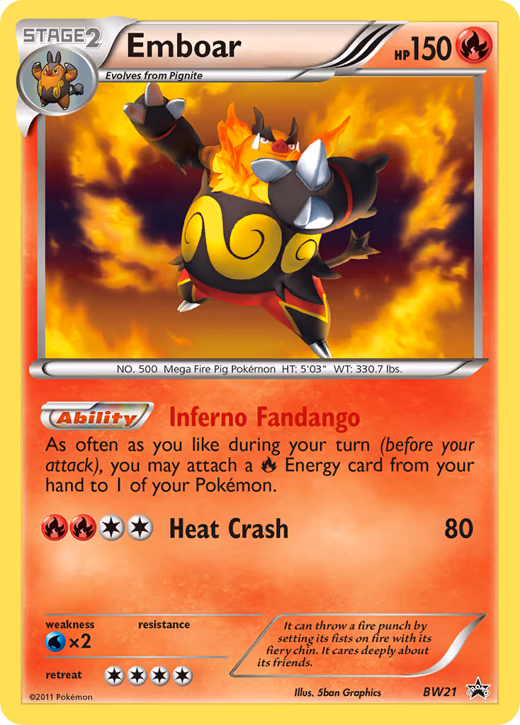 Emboar BW21 Pokemon card