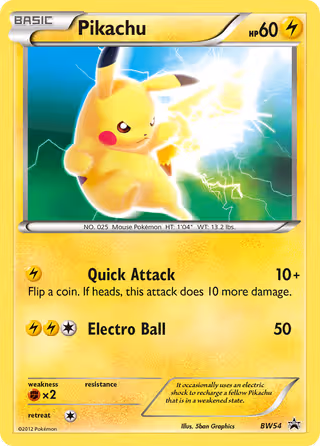 Pikachu BW54 Pokemon card
