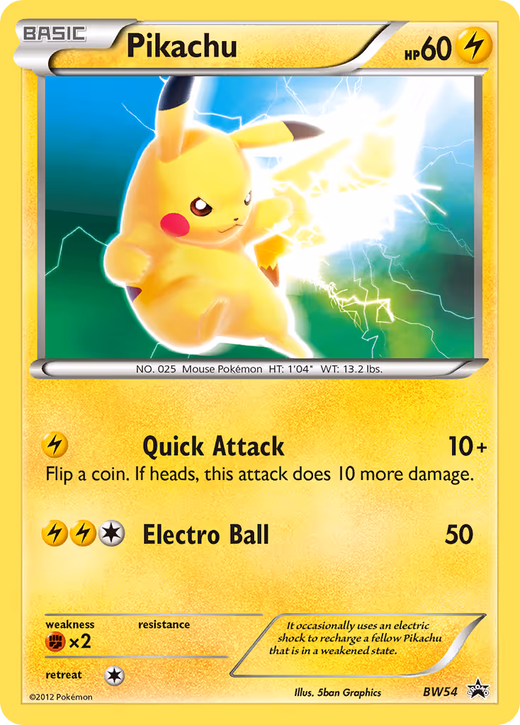 Pikachu BW54 Pokemon card