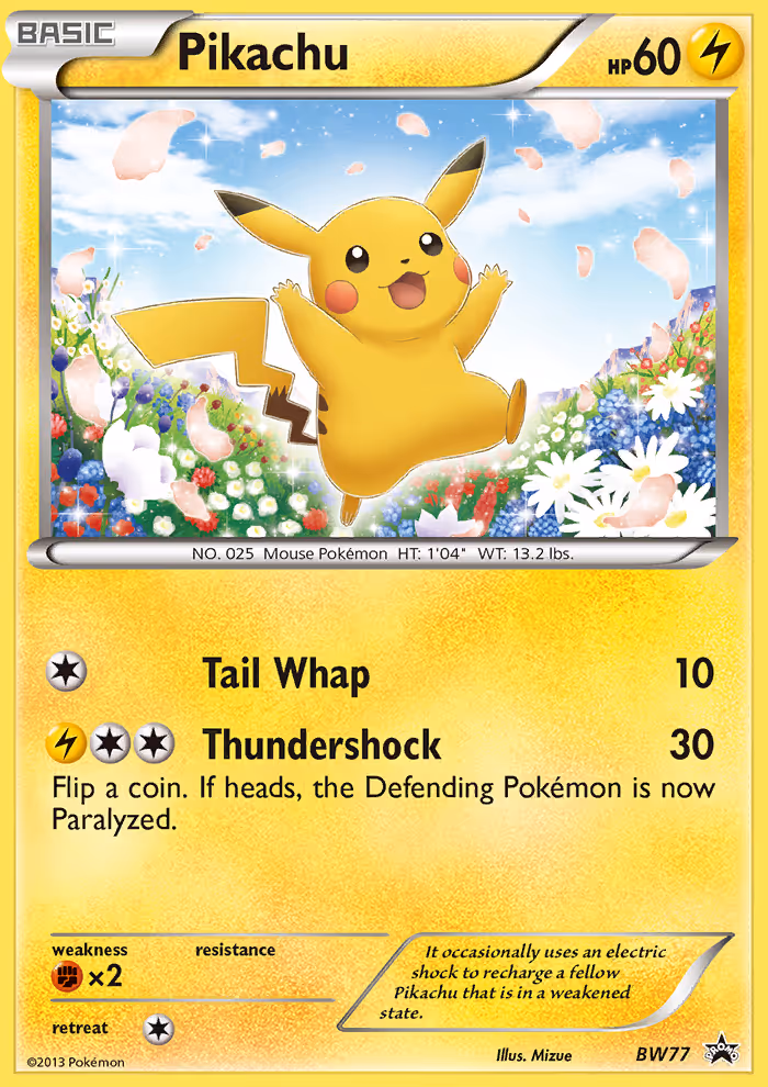 Pikachu BW77 Pokemon card