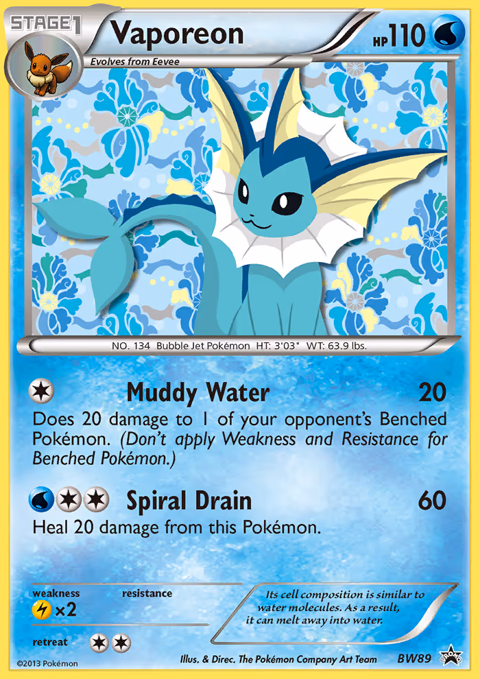 Vaporeon BW89 Pokemon card