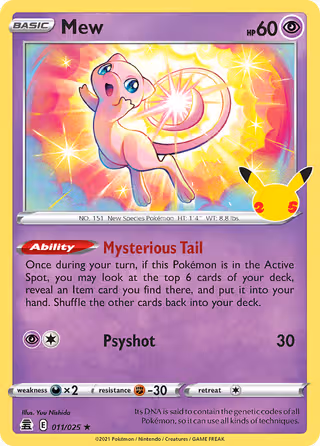 Mew 11/25 Pokemon card