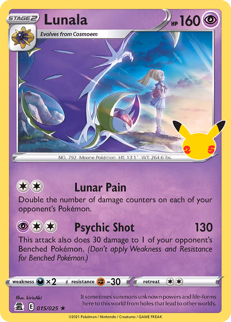 Lunala 15/25 Pokemon card