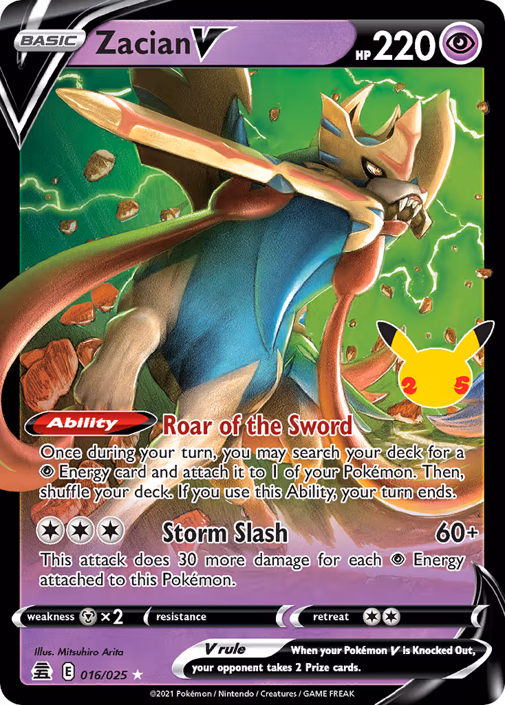 Zacian V 16/25 Pokemon card