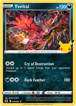 Yveltal 19/25 Pokemon card