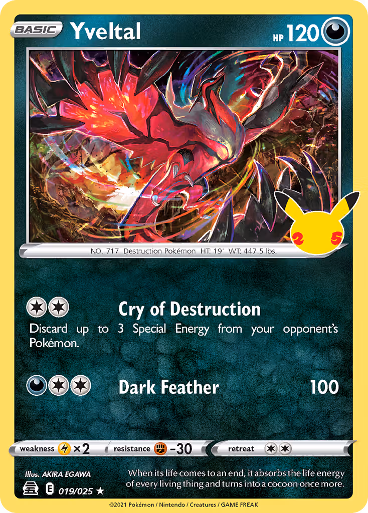 Yveltal 19/25 Pokemon card