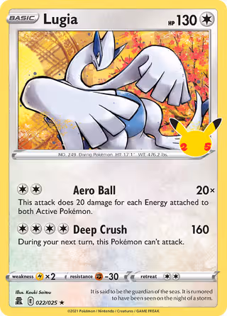 Lugia 22/25 Pokemon card