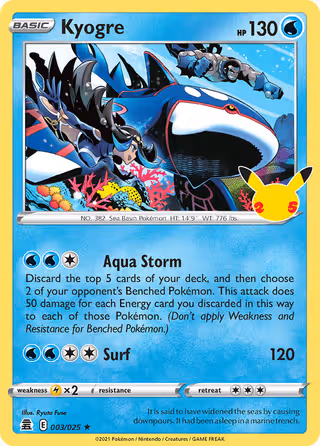 Kyogre 3/25 Pokemon card