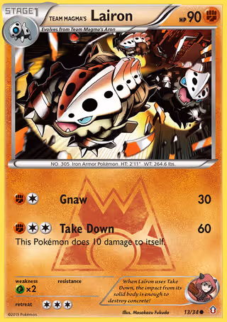 Team Magma's Lairon 13/34 Pokemon card