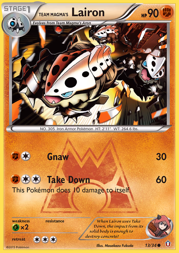 Team Magma's Lairon 13/34 Pokemon card