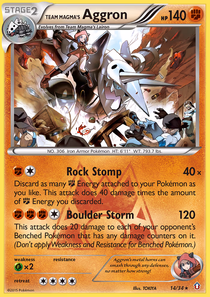 Team Magma's Aggron 14/34 Pokemon card