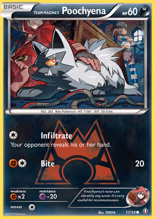 Team Magma's Poochyena 17/34 Pokemon card