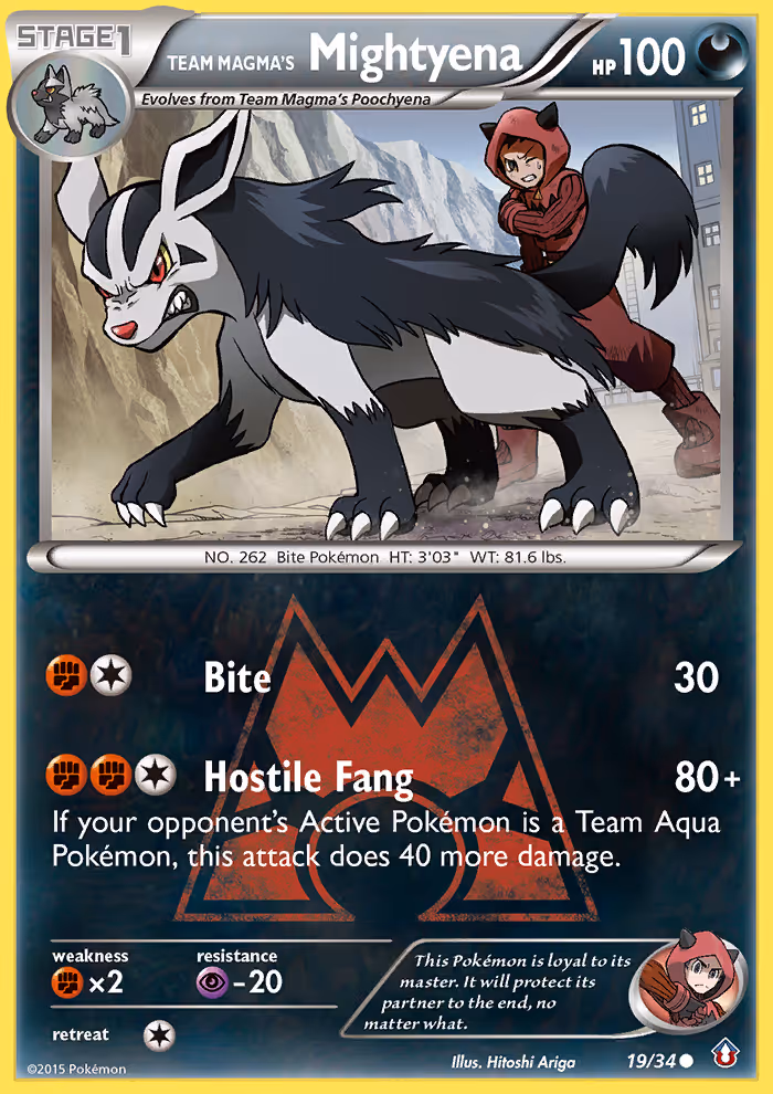 Team Magma's Mightyena 19/34 Pokemon card