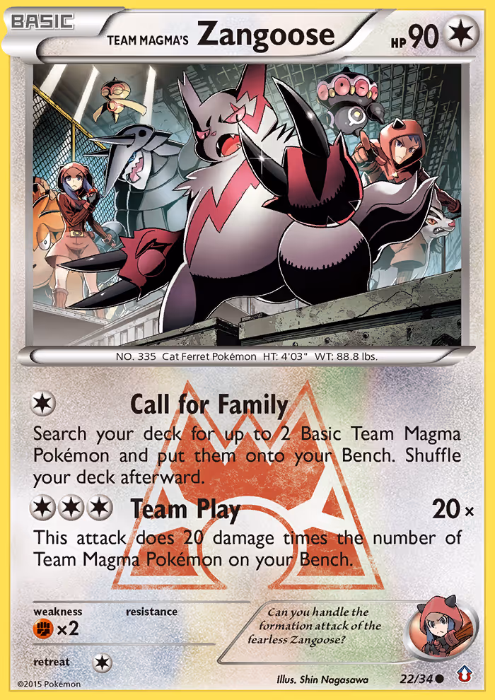Team Magma's Zangoose 22/34 Pokemon card