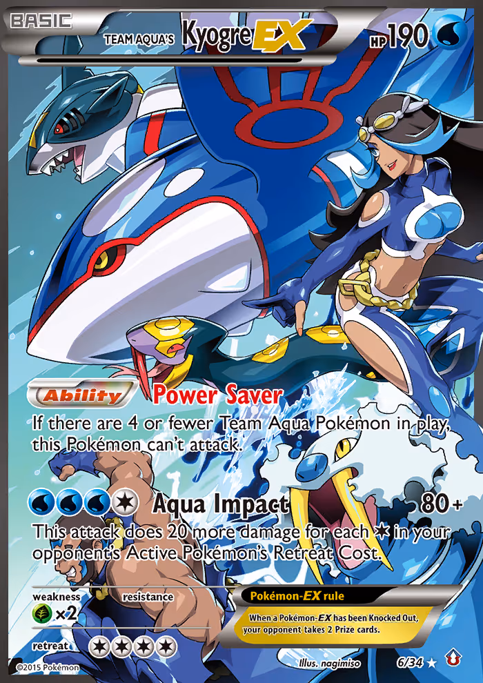 Team Aqua's Kyogre EX 6/34 Pokemon card