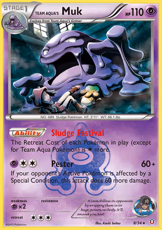 Team Aqua's Muk 8/34 Pokemon card