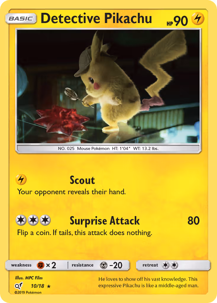 Detective Pikachu 10/18 Pokemon card