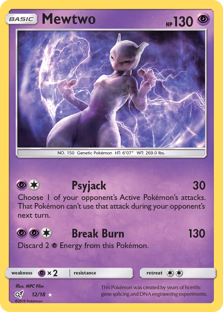 Mewtwo 12/18 Pokemon card