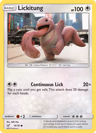Lickitung 16/18 Pokemon card