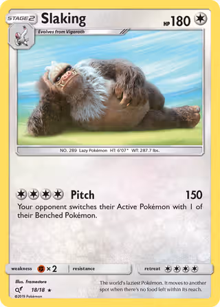 Slaking 18/18 Pokemon card