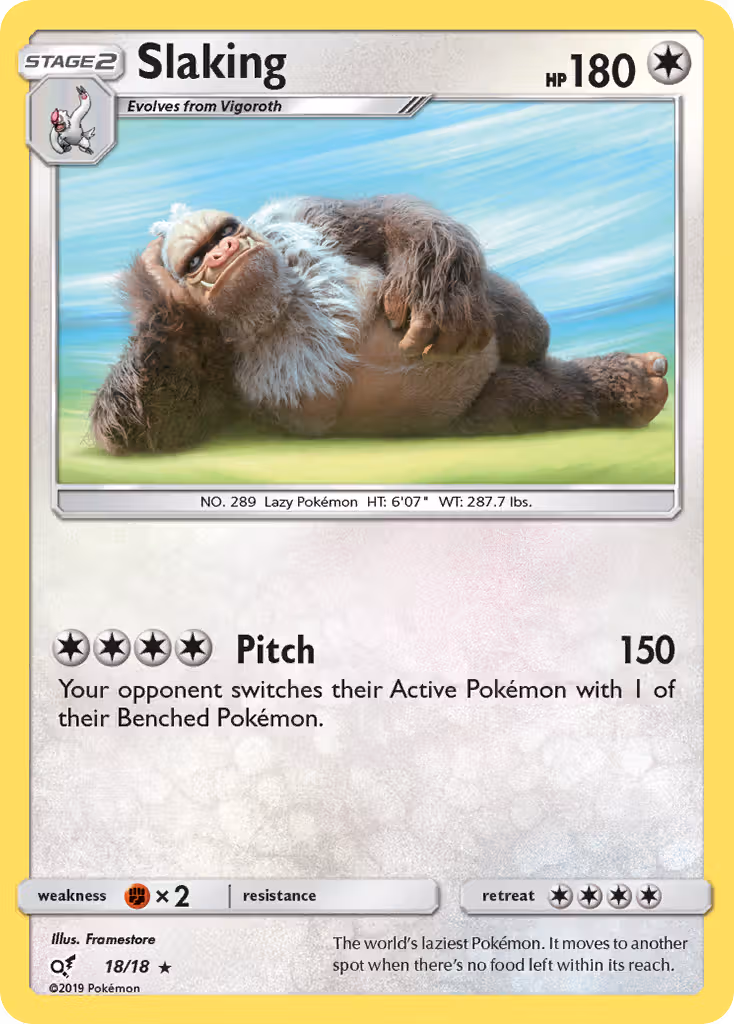 Slaking 18/18 Pokemon card