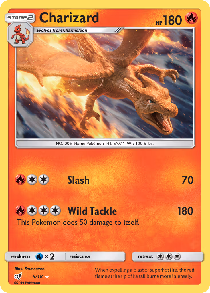 Charizard 5/18 Pokemon card
