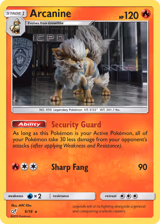 Arcanine 6/18 Pokemon card