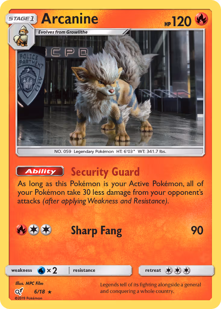 Arcanine 6/18 Pokemon card