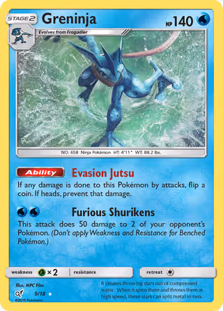Greninja 9/18 Pokemon card