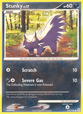 Stunky 102/130 Pokemon card