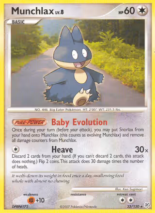 Munchlax 33/130 Pokemon card