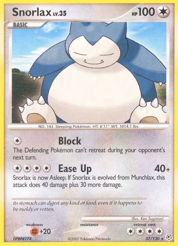 Snorlax 37/130 Pokemon card