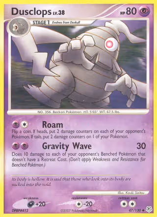 Dusclops 47/130 Pokemon card