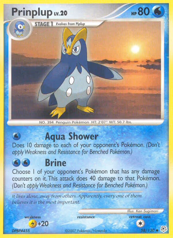 Prinplup 58/130 Pokemon card