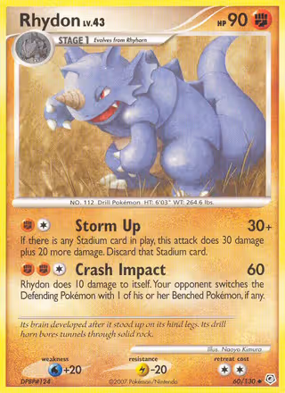Rhydon 60/130 Pokemon card