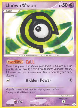 Unown C 67/130 Pokemon card
