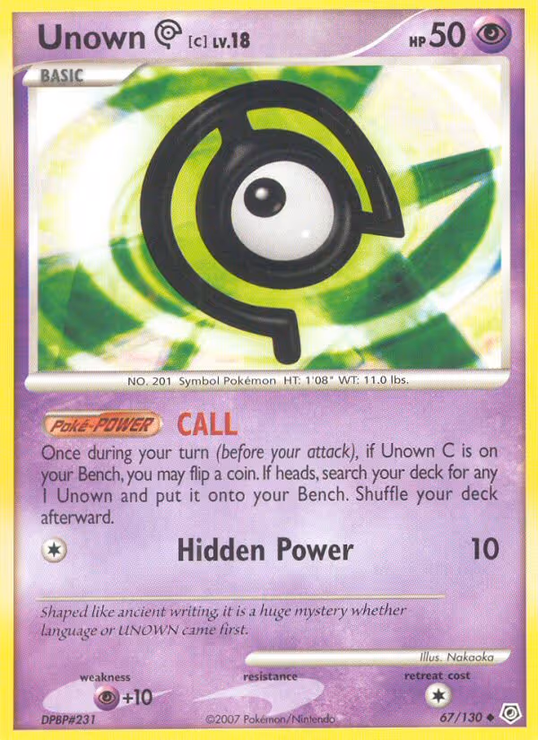 Unown C 67/130 Pokemon card