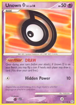 Unown D 68/130 Pokemon card
